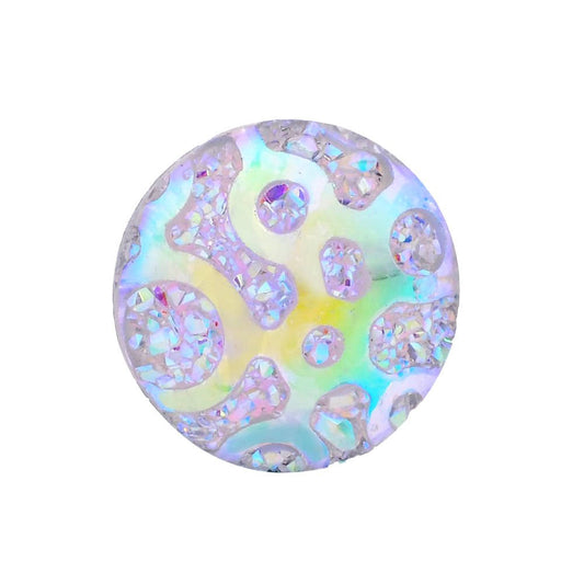 CA144 - 10 pcs Resin Embellishment Druzy Cabochons White Swirl Multicolor - 12mm