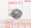 P409 - 10pcs. Antique Silver Sand Dollar Charms Pendants - 22x18mm