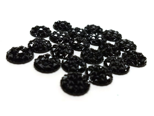 CA183 - 10 pcs Druzy Resin Embellishment Cabochons Black - 12mm - Shimmer Style