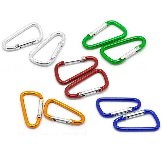 J145 - 10 pcs. - Large Aluminum D Rings Key Chain Rings Climbing Camping - 47x26mm (1 7/8" x 1") - Assortment