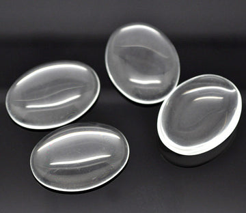 CA700 - 50 pcs. Oval Clear Round Glass Dome Seals Tiles - 18x13mm - 13x18mm - 18mm x 13mm
