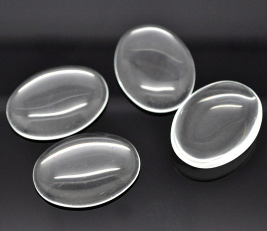CA700 - 50 pcs. Oval Clear Round Glass Dome Seals Tiles - 18x13mm - 13x18mm - 18mm x 13mm