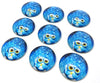 CA1006 - 5 pcs Circle Owl Glass Round Dome Seals Tiles Cabochons - 25mm (1 inch) - Blue