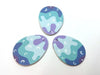 P2069 - 6 pcs. Purple and Blue Faux Leather Dangle Charms Pendants - Egg Teardrop - Easter - 51mm (2") - Double-Sided - Waves