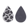 P2077 - 10 pcs. Gray Leopard Faux Fur Leather Dangle Charms Pendants - Teardrop - 70mm (2.76") - Great for Light Earrings or Dangles! Black Back