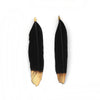 P937 - 10 pcs Black and Gold Dangle Charms Pendants - Feather - Gold Plated Crimps - 80mm (3.15") - Great for Light Earrings, Necklaces or Dangles