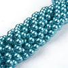 BD215 - 12mm Metallic Teal Blue Glass Pearl Imitation Round Beads - 16 inch strand - Approx. 35 Beads - Hole Size: 1mm