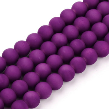 BD788 - 40 Beads - 10mm Purple Frosted Rubberized Glass Round Beads - 15.7" strand - Approx 40 beads per strand - Hole Size: 1.3mm