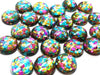 CA992 - 10 pcs Druzy Resin Embellishment Cabochons - 12mm - Glitter Style - Teal, Gold and Pink