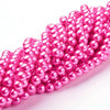 BD097 - 8mm Hot Pink Glass Pearl Imitation Round Beads - 32 inch strand