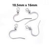E753 - 50 pcs (25 pairs) 304 Stainless Steel Silver Tone Flat Earring Hooks - 18.5mm x 16mm - High Quality! Hole Size: 2mm