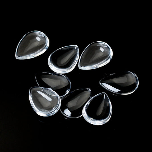 CA375 - Lot of 10 Teardrop Clear Glass Dome Seals Tiles - 18mm x 13mm