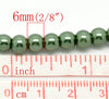 BD150 - 6mm Pine Green Glass Pearl Imitation Round Beads - 32 inch strand - Approx. 120 pieces - Hole Size: 1mm