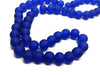 BD675 - 10mm Dark Blue Frosted Glass Round Beads - 15" strand (40cm) - Approx 40-42 beads per strand - Hole Size: 1.3mm