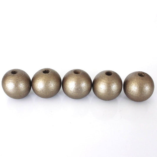 BD283 - 10 pcs Golden Silver Bronze Wooden Wood Round Spacer Beads - 20mm - Gold - Hole Size: 3mm