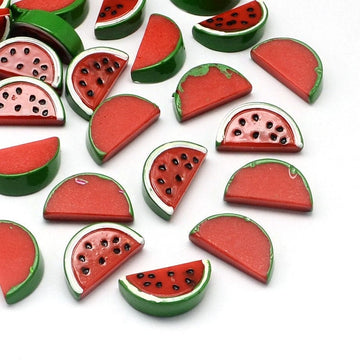 CA594 - 6 pcs Resin Embellishment Cabochons - Food - Watermelon- Fruit - Slices - 22mm x 12mm