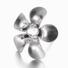 E754 - 10 pcs. 304 Stainless Steel Earring Posts Studs Settings Bezels Cabochons Tacks - 4mm Glue Pad Setting - Silver Tone - Flower Design