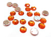 CA1009 - 20 pcs Resin Embellishment Cabochons - Orange - 10mm - Faceted Design - Sew On Style - 2 Holes
