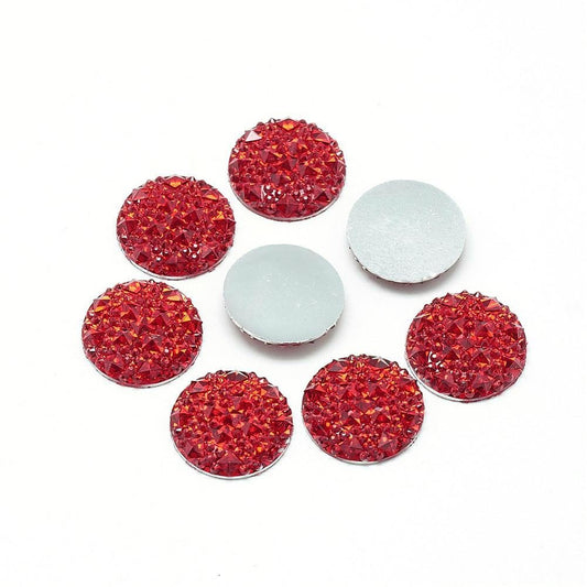CA436 - 10 pcs Druzy Resin Embellishment Cabochons Red - 20mm - Shimmer Style