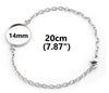 B094 - 3 pcs. 304 Stainless Steel Silver Tone Chain Bracelets - 7.87" (20cm) - 14mm Bezel - Tarnish Resistant!
