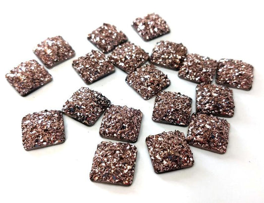 CA914 - 10 pcs Druzy Resin Embellishment Cabochons Multicolor AB - 12mm - Assortment - Square - Dome Style