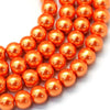BD628 - 8mm Orange Fire Glass Pearl Imitation Round Beads - 32 inch strand - Hole Size: 1mm - Approx. 105 pcs per strand