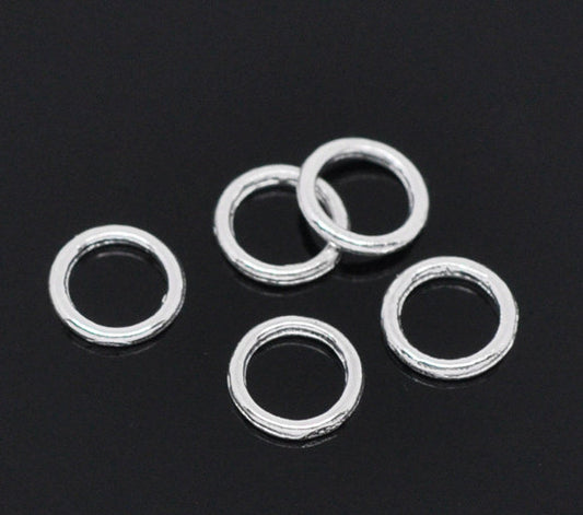 J275 - 100 pcs Silver Plated Soldered Closed Jump Rings - 6mm - 19 Gauge (0.9mm Thick)