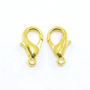 CL083 - 100 pcs. Gold Plated Lobster Clasps - 14mm x 8mm - Hole Size: 1.8mm - Bright Strong Color