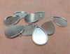 P673 - 5 pcs. Silver Plated Teardrop Bezel Cabochon Pendant Tags Trays - 25mm x 18mm Glue Pad - Setting - 25x18mm - 18x25mm