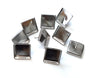 E788 - 10 pcs. Silver Tone Square Earring Posts Studs Settings Bezels Cabochons Tacks- 16mm x 16mm Glue Pad Setting
