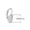 E729 - 10 pcs. (5 pairs) Silver Tone Flat Teardrop Earring Clips Settings Lever Back Bezels Cabochons - 14mm x 10mm Glue Pad Setting - Drop