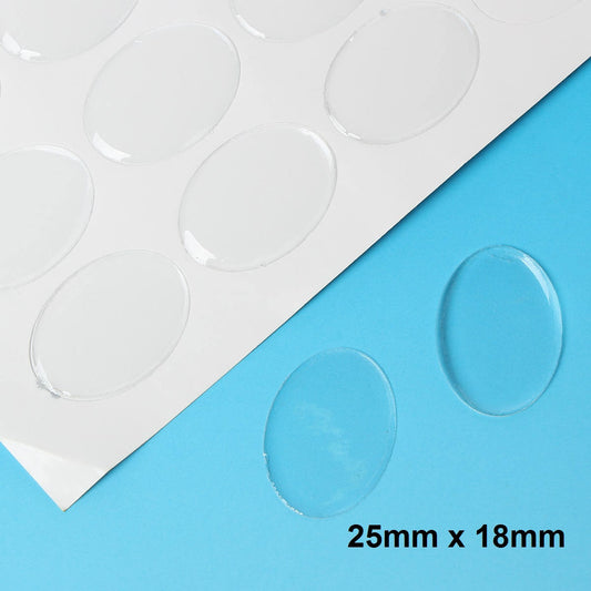 CA501 - 50 Oval Clear Round Epoxy Resin Stickers - 25mm (1") x 18mm (3/4")