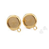 E733 - 4 pcs. 18K Gold Filled Earring Posts Studs Settings Bezels Cabochons Tacks with Parallel Loop - 8mm Glue Pad Setting - Made of Copper