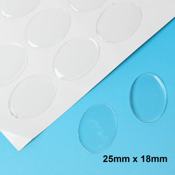 CA501A - 20 Oval Clear Round Epoxy Resin Stickers - 25mm (1") x 18mm (3/4")
