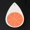 P214 - 10 pcs. Orange and White Basketball Ball Faux Leather Dangle Charms Pendants - Teardrop - Sports - 57mm (2.25") - Double-Sided