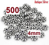 BD443 - 500 pcs Antique Silver Snowflake Daisy Spacer Beads- 4mm