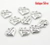 P066 - 10 pcs. Antique Silver "Mother of the Bride" charm with rhinestone- 16mm X 14mm
