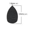 P1036 - 10 pcs. Black Faux Leather Dangle Charms Pendants - Plump Teardrop - 58mm (2.3") - Great for Light Earrings! Double-Sided