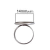 RB041 - 1 pc. 304 Stainless Steel Cabochon Setting Bezel RING bases - Ring Size 7 US - Glue Pad 14mm - Hypoallergenic! Tarnish Resistant!