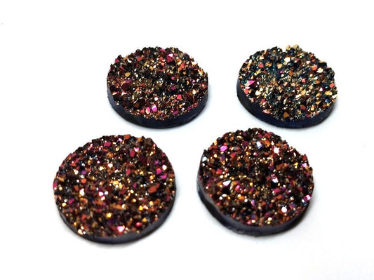 RC0008 - 10 pcs Druzy Resin Embellishment Cabochons Magenta Pink - 20mm - Coin Style