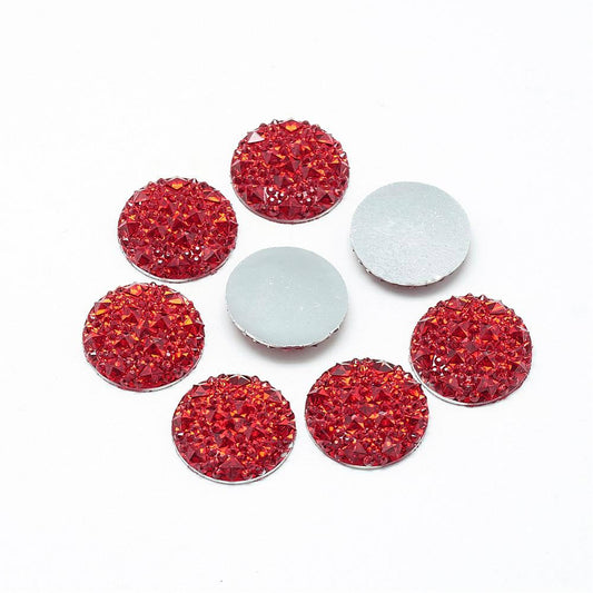 CA541 - 10 pcs Druzy Resin Embellishment Cabochons Red - 12mm - Shimmer Style