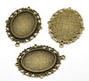 P772 - 5 pcs. Antique Bronze Oval Pendant Picture Photo Frame Bezel Setting Pendants Charms - Fits 40mm x 30mm Cabochons / Cameos - 40x30mm - 30x40
