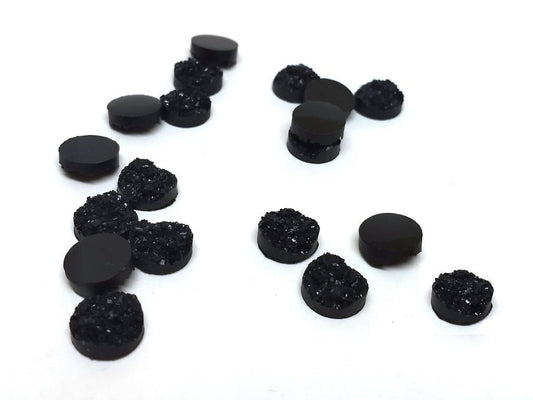 CA145 - 10 pcs Druzy Resin Embellishment Cabochons Black AB- 12mm Diameter - Circle - 5mm Thick