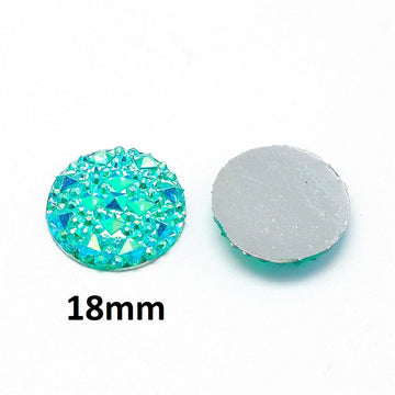 CA859 - 10 pcs Druzy Resin Embellishment Cabochons Clear Blue Ice Mint Multicolor Iridescent AB - 18mm - Shimmer Style