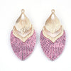 MP0001 - 10 pcs. Metal and Faux Leather Dangle Charms Pendants - Pink - Gold Hardware - 61mm (2.4")