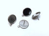 E328 - 10 pcs. 304 Stainless Steel Silver Earring Posts Studs Settings Bezels Cabochons Tacks with Parallel Loop - 16mm Glue Pad Setting