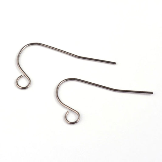 E316 - 100 pcs 304 Stainless Steel Silver Tone Earring Hooks - 22mm x 12mm - Hole Size: 2.5mm - Parallel Loop