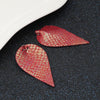 P271 - 10 pcs. Scales Faux Leather Dangle Charms Pendants - Pinch Leaf - Red - Silver Tone Jump Ring - 63mm (2.5") - Double Sided