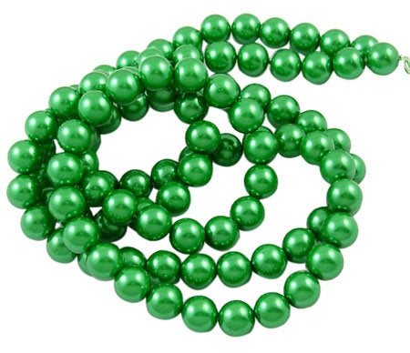 BA745 - 4mm Green Glass Pearl Imitation Round Beads - 32 inch strand - Approx. 215 beads - Hole Size:1mm