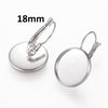 E038 - 10 pcs. 304 Stainless Steel Earring Clips Settings Lever Back Bezels Cabochons - 18mm Glue Pad Setting